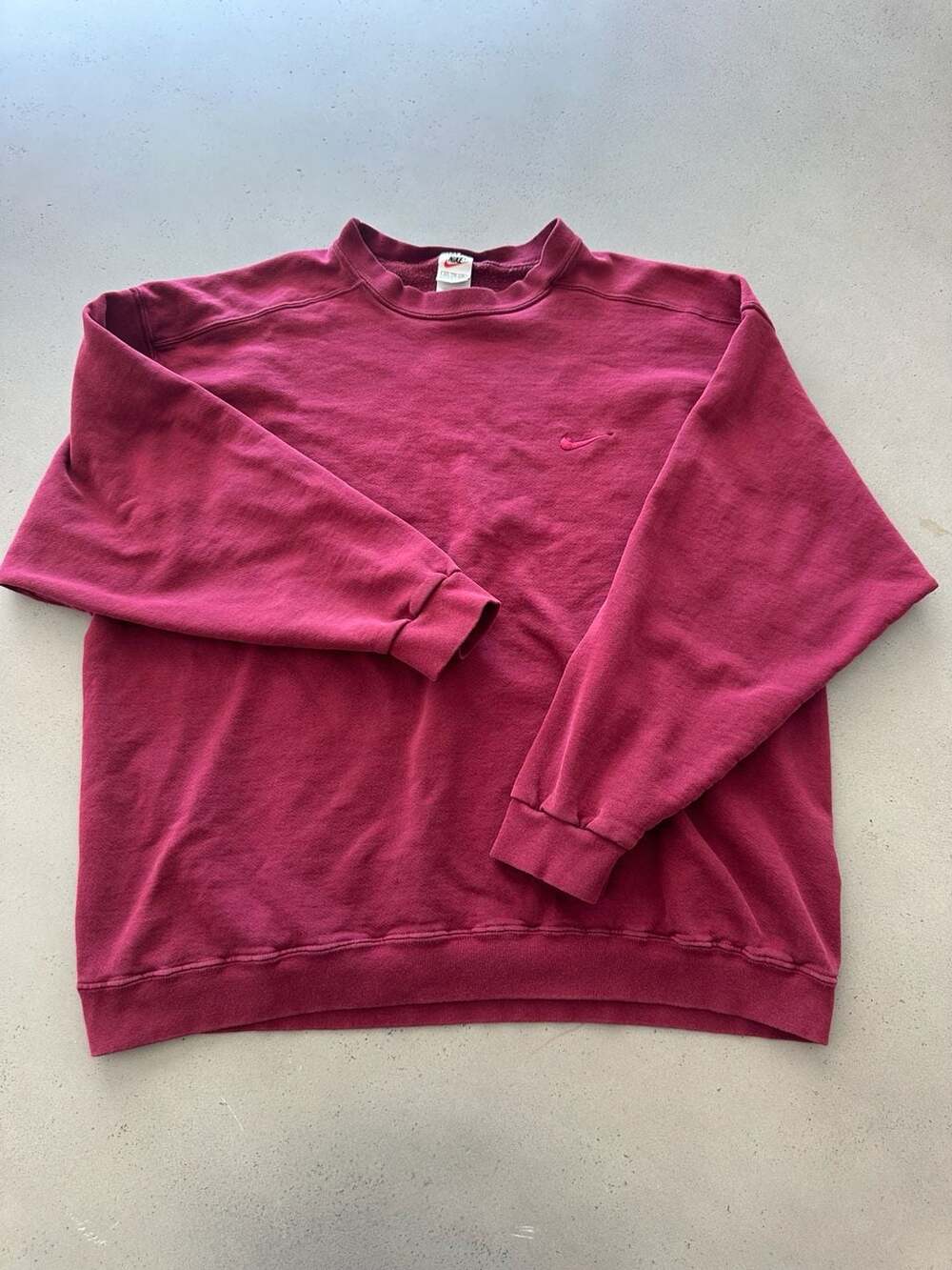 Vintage 90s Nike Embroidered Swoosh Crewneck Sweatshirt Maroon XXL